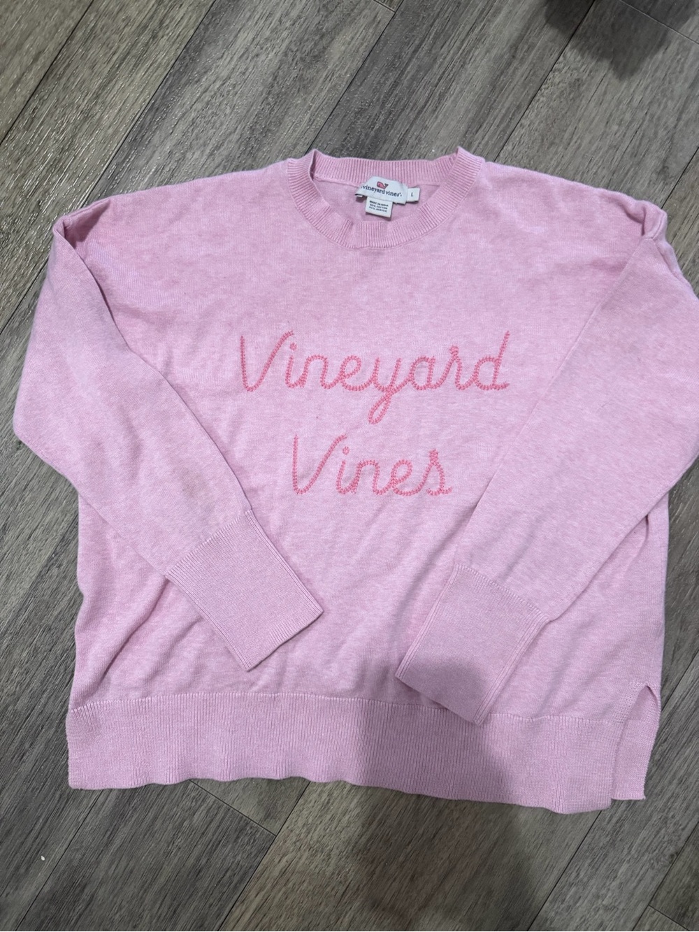 Vineyard Vines Light Pink Crewneck Sweater with Script Logo